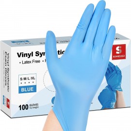 Schneider Vinyl Synthetic Exam Gloves, Disposable Latex/ Powder-Free, Medical / Cleaning Gloves, Food-Safe for Cooking & Food Prep, Non-Sterile