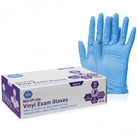 Med PRIDE NitriPride Nitrile-Vinyl Blend Exam Gloves, Latex Free & Rubber Free - Single Use Non-Sterile Protective Gloves for Medical Use, Cooking, Cleaning & More