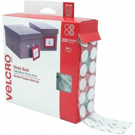 VELCRO Brand Dots with Adhesive White Sticky Back Round Hook and Loop Closures for Organizing, Arts and Crafts, School Projects