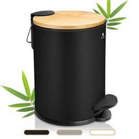 Exitoso Mini Trash Can with Lid - 3L / 0.8Gal - Small Trash Can with Lid for Bathroom - Black Bathroom Trash Can - Stainless Steel Bathroom Garbage Can with Lid - Black Trash Can Bathroom with Lid