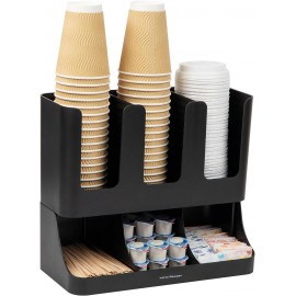 Mind Reader Anchor Collection, 6-Compartment, 2-Tier Coffee Cup and Condiment Organizer, 13L x 6.4W x 11.5H, Black