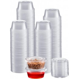 Zeml Portion Cups with Lids (2 Ounces, 200 Pack) | Disposable Plastic Cups for Meal Prep, Portion Control, Salad Dressing, Jello Shots, & Medicine | Small Plastic Condiment Container