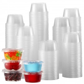 [260 Sets - 2 oz ] Jello Shot Cups, Small Plastic Containers with Lids, Airtight and Stackable Portion Cups for Salad Dressing, Dipping Sauce and Condiment for Lunch, Party, Trips