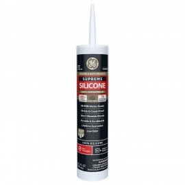 GE Supreme Silicone Caulk for Kitchen & Bathroom - 100% Waterproof Silicone Sealant, 7X Stronger Adhesion, Shrink & Crack Proof - 10 oz Cartridge, Clear, Pack of 1