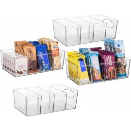 ClearSpace Plastic Pantry Organization and Storage Bins with Removable Dividers – Perfect Kitchen Organization or Kitchen Storage – Refrigerator Organizer Bins, Cabinet Organizers (4 Pack)