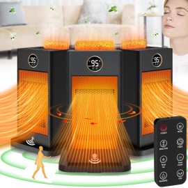 2023 Upgraded PTC Portable Mini Space Heaters With Sensor,Humidifier & 3D Flame Effect