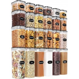 PRAKI Airtight Food Storage Containers Set with Lids - 24 PCS, BPA Free Kitchen and Pantry Organization, Plastic Leak-proof Canisters for Cereal Flour & Sugar - Labels & Marker