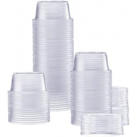 Comfy Package [100 Sets - 2 oz.] Plastic Portion Cups With Lids, Souffle Cups, Jello Shot Cups