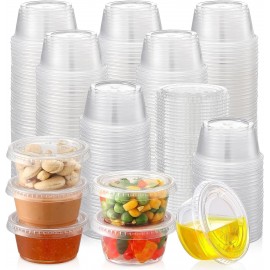 AOZITA 200 Sets - 2 oz Jello Shot Cups, Portion Cups With Lids, Small Plastic Containers with Lids, Airtight and Stackable Souffle Cups